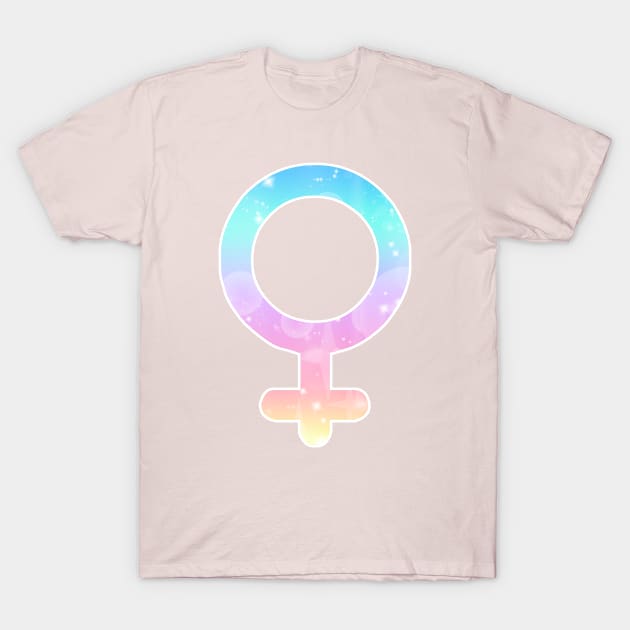 Venus Planet Symbol in Magical Unicorn Colors T-Shirt by bumblefuzzies